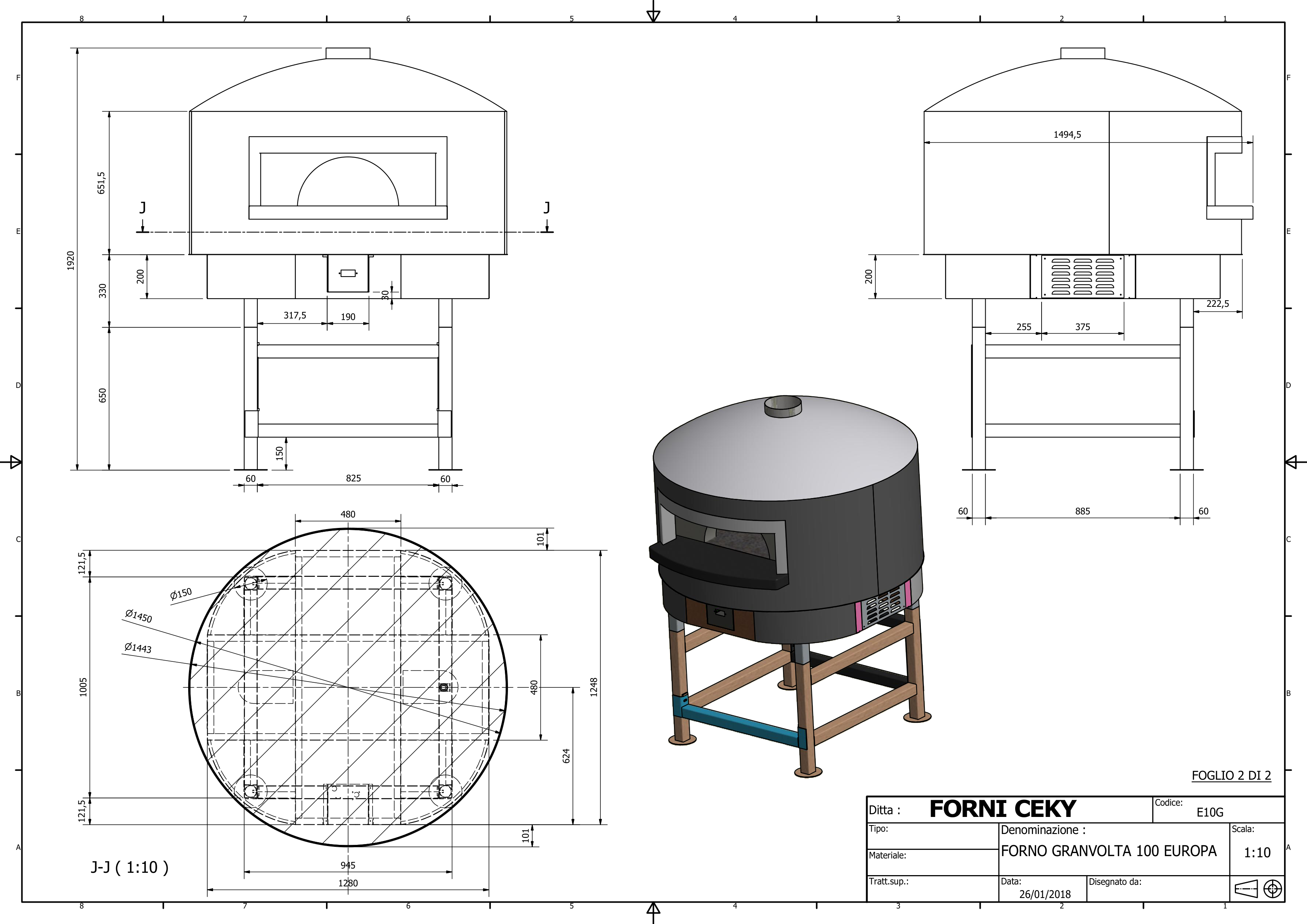 Disegno tecnico Granvolta 100 cm