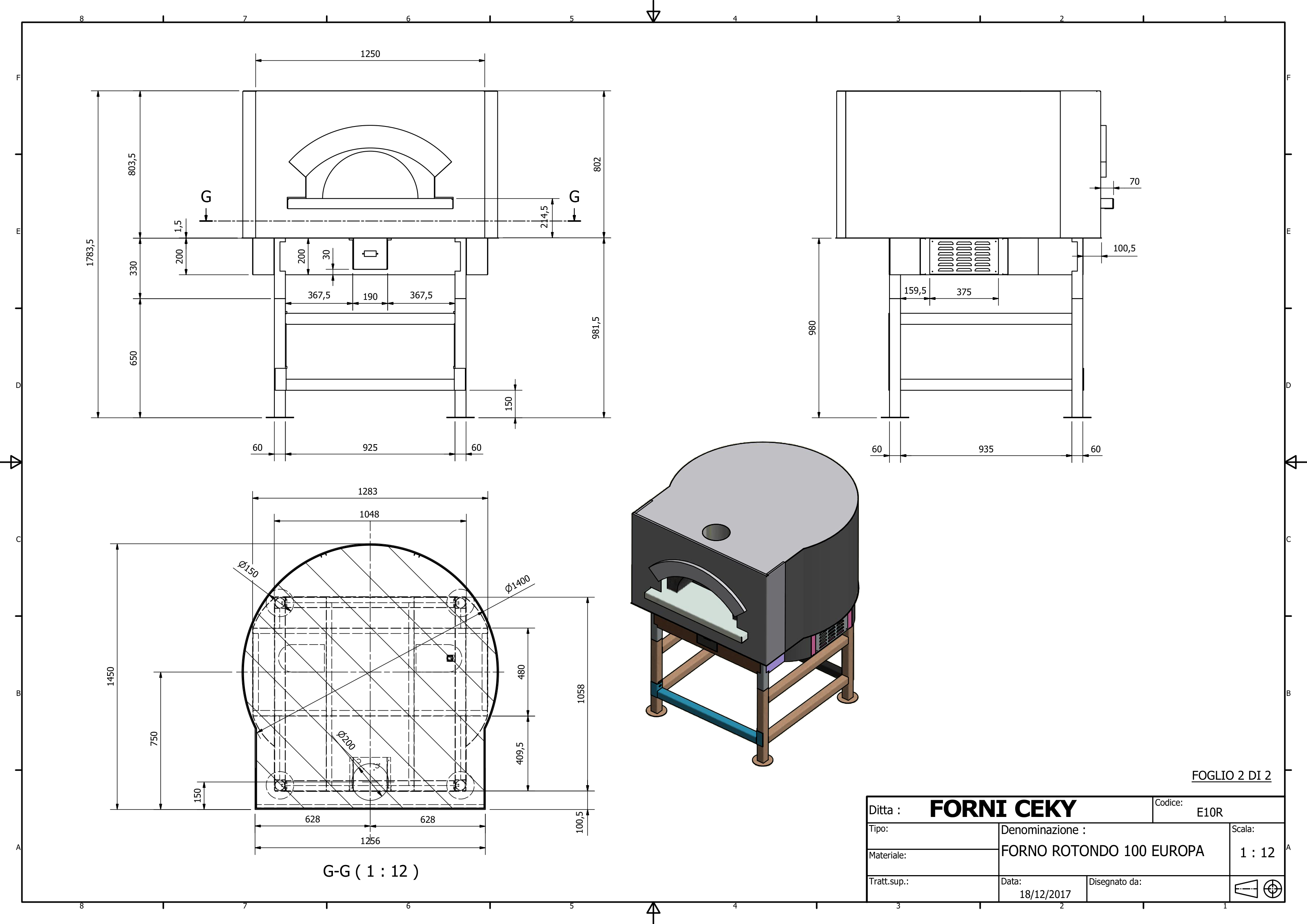 Disegno tecnico Rotondo 100 cm