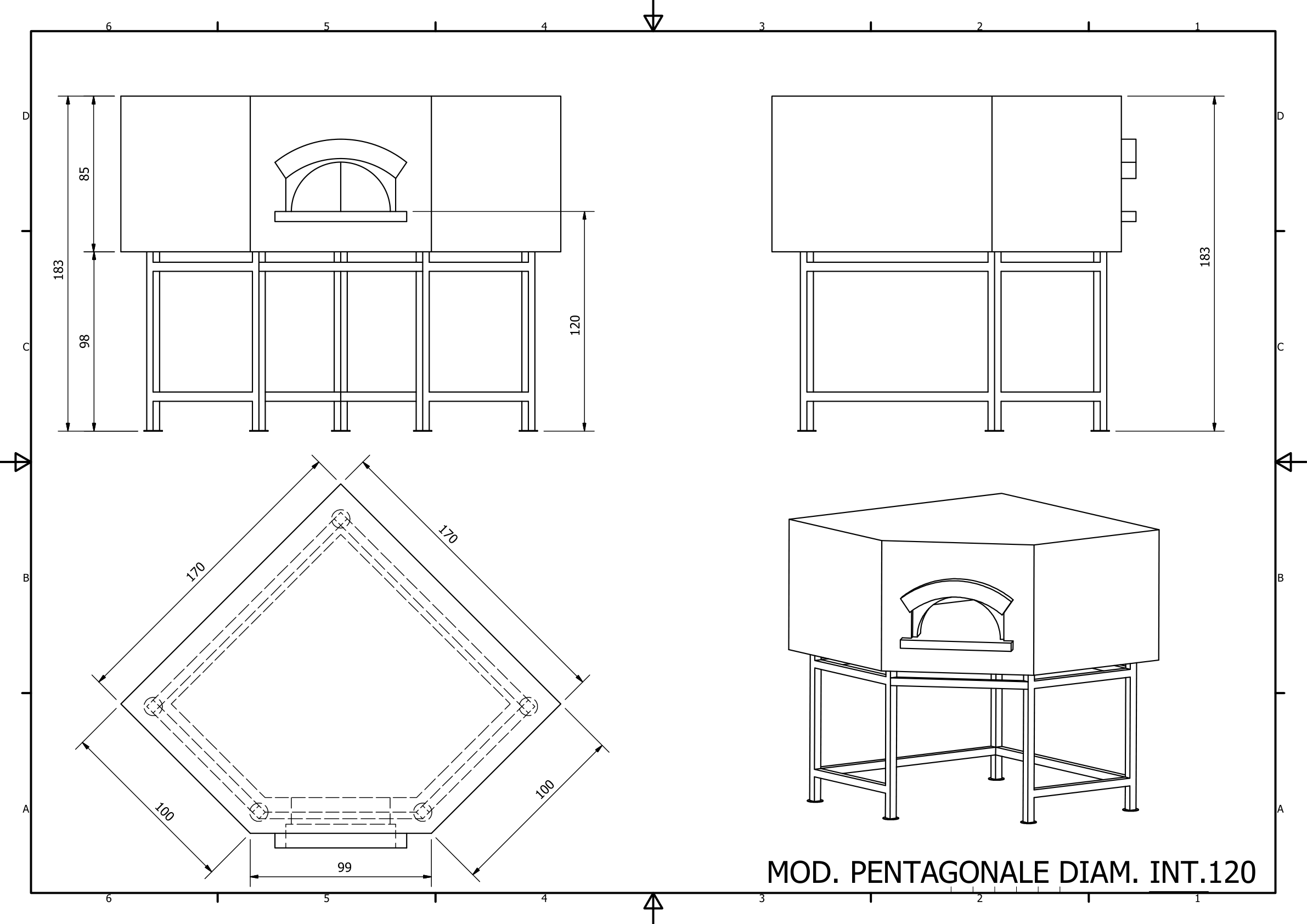 Disegno tecnico Pentagonale 120 cm