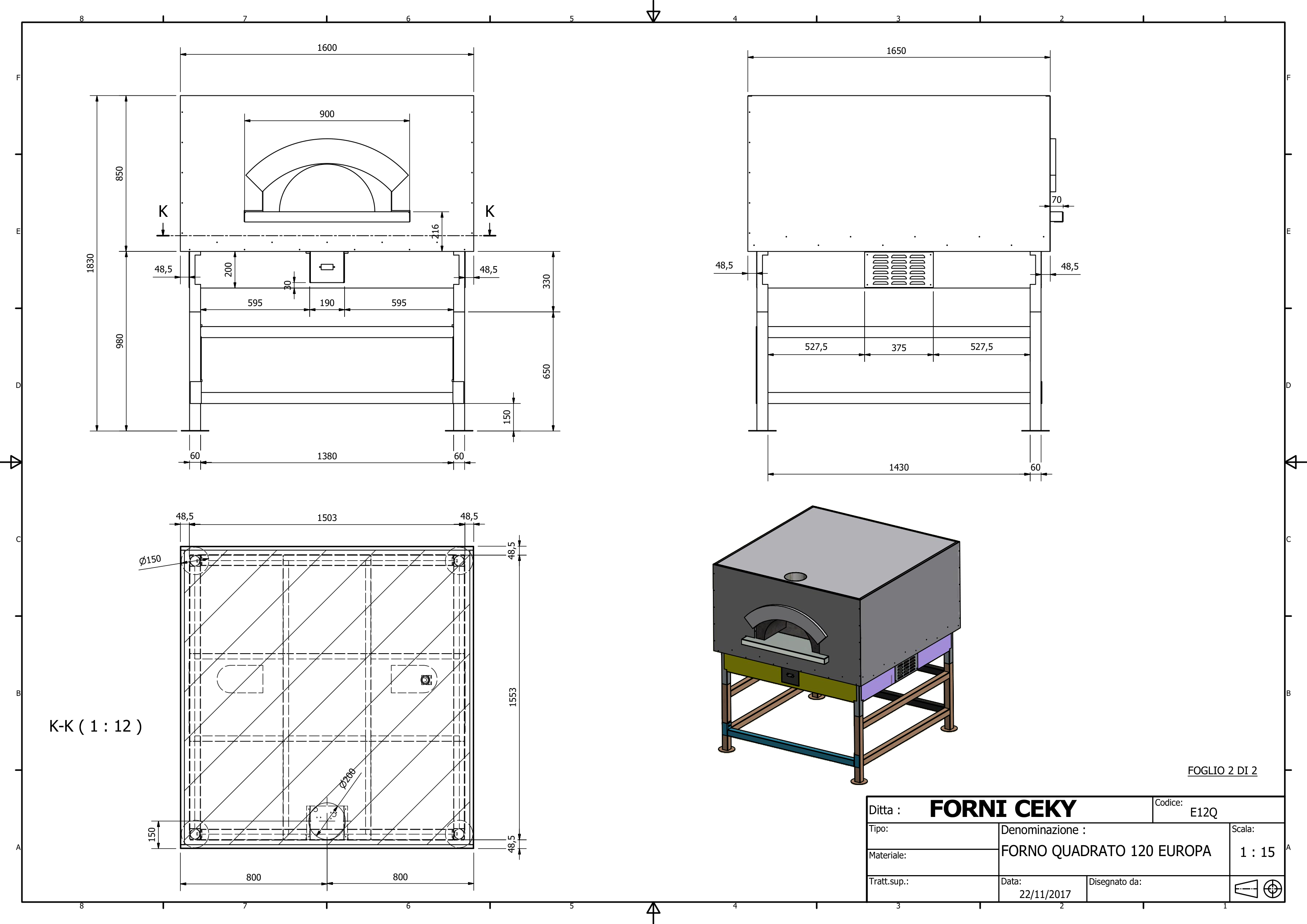 Disegno tecnico Quadrato 120 cm