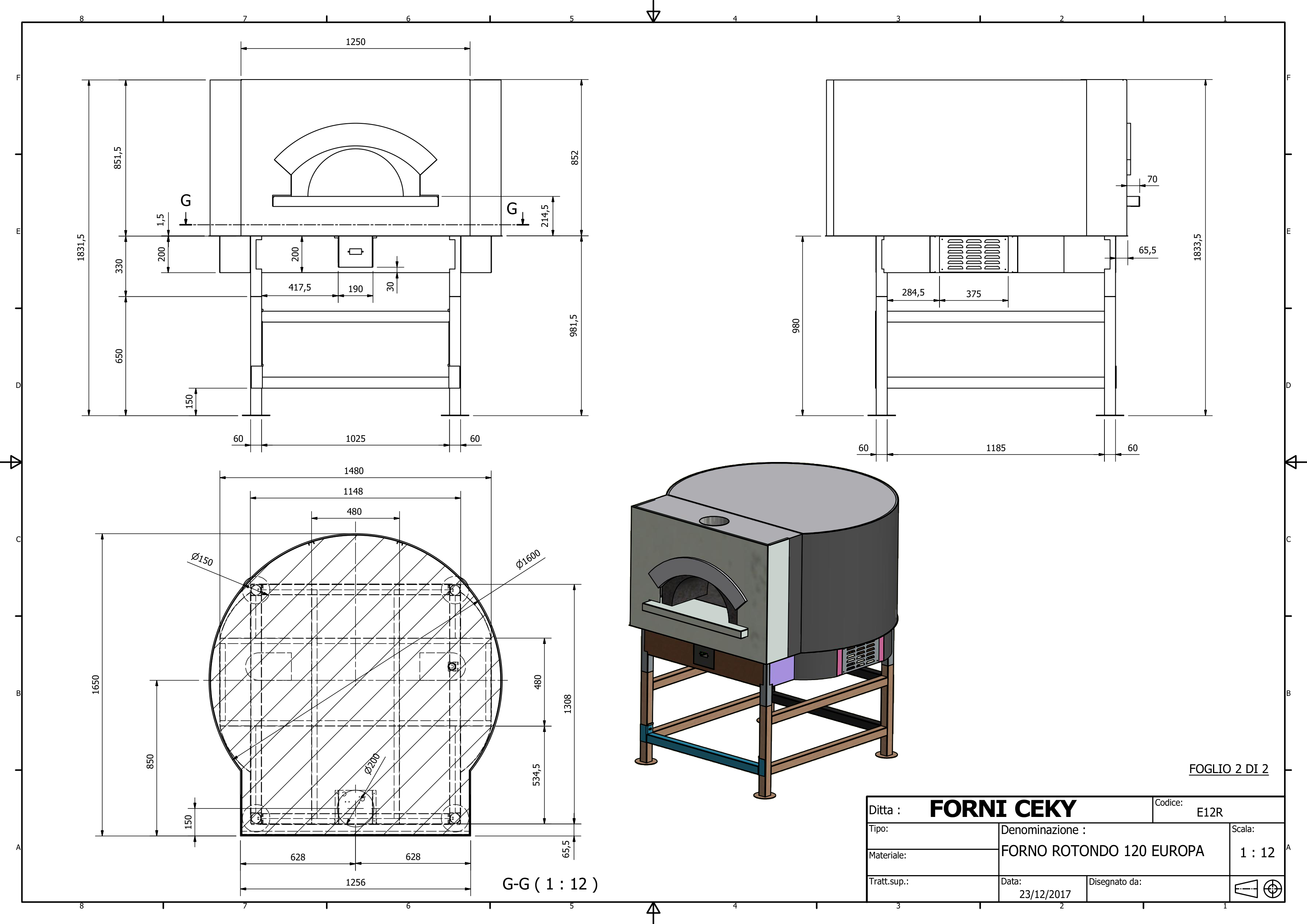 Disegno tecnico Rotondo 120 cm