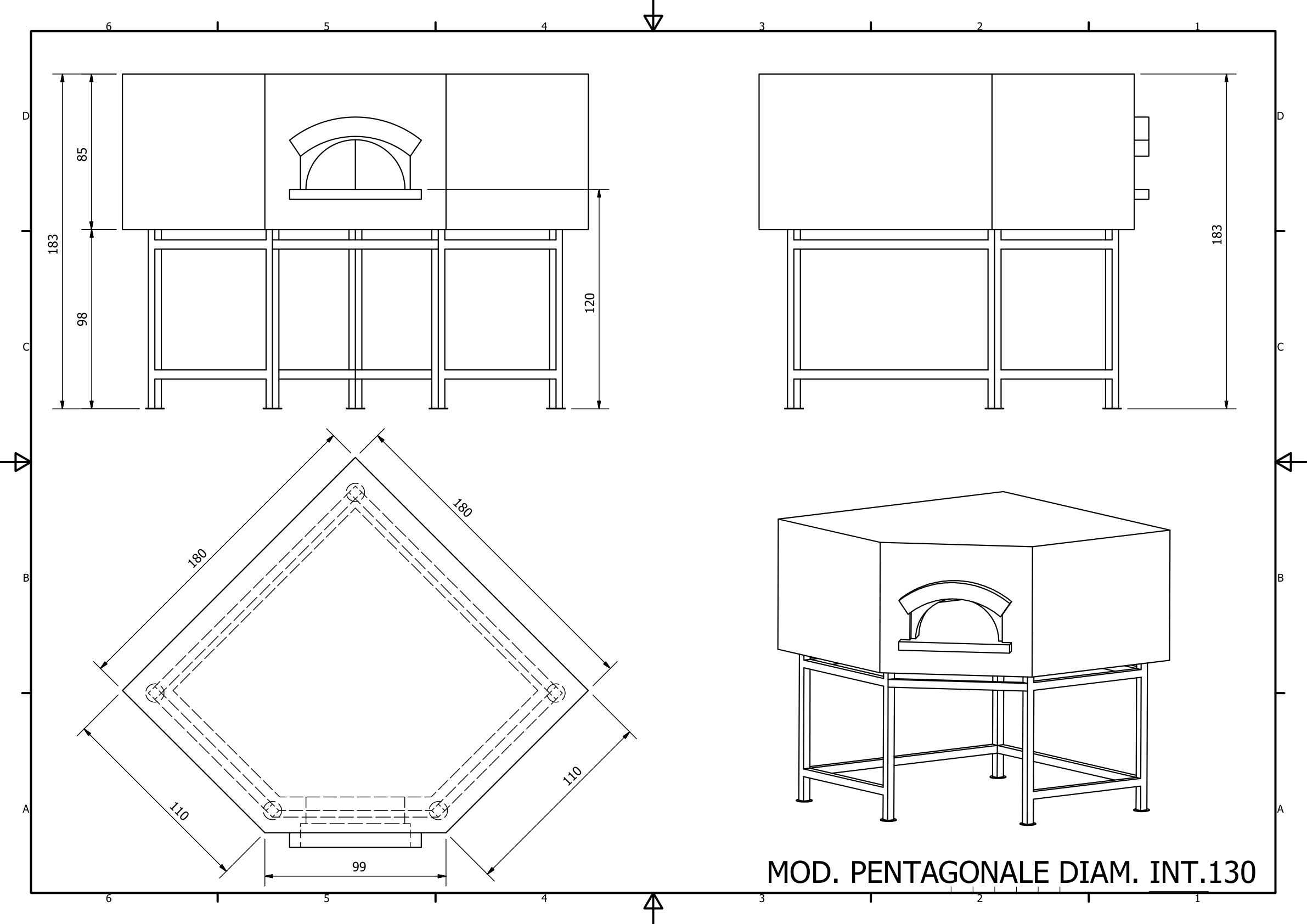 Disegno tecnico Pentagonale 130 cm