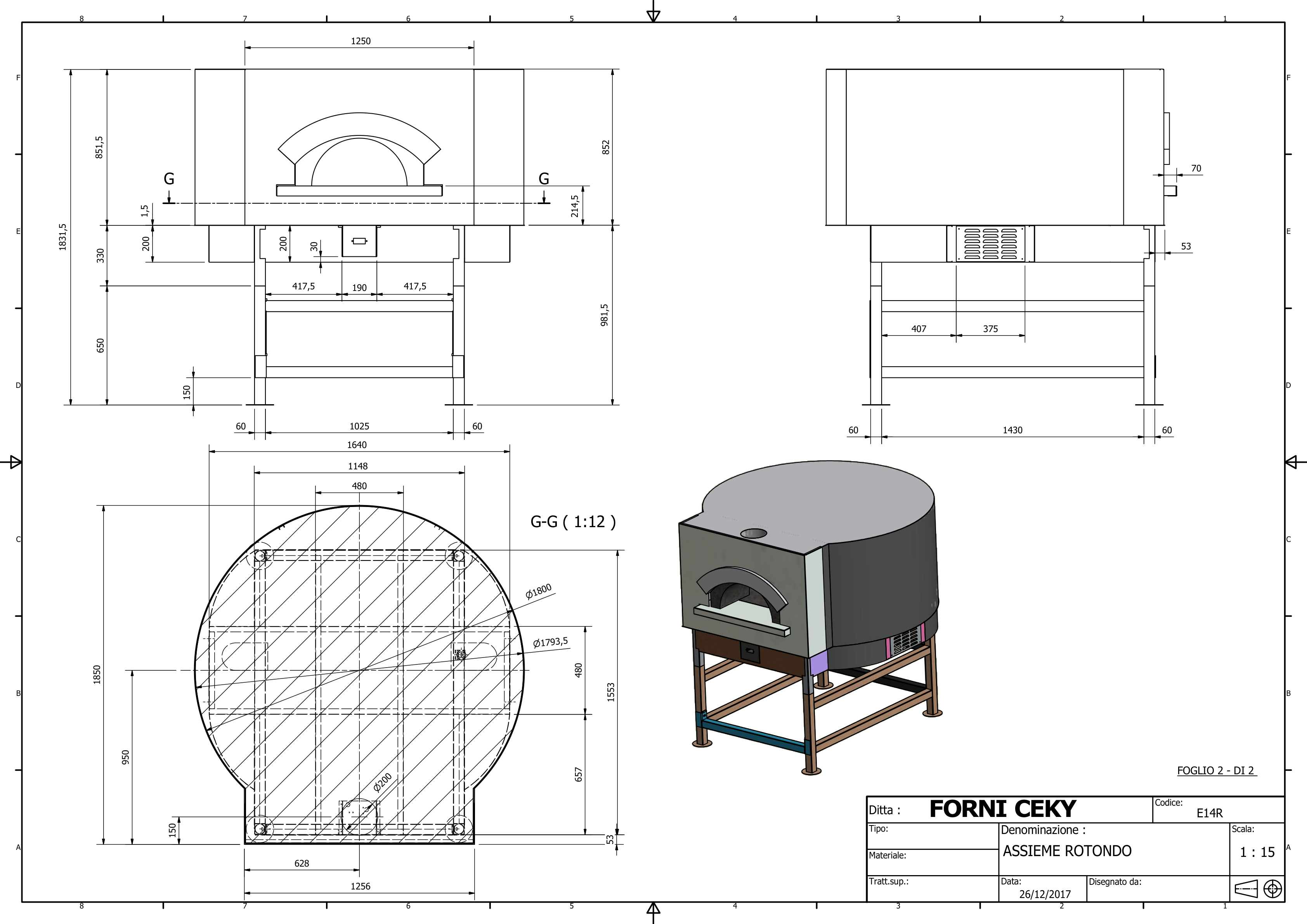 Disegno tecnico Rotondo 140 cm