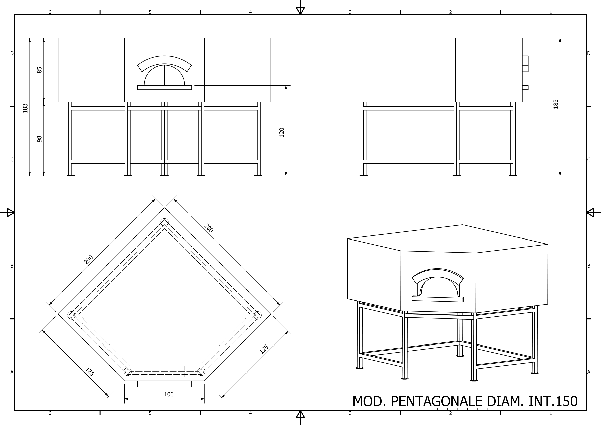 Disegno tecnico Pentagonale 150 cm