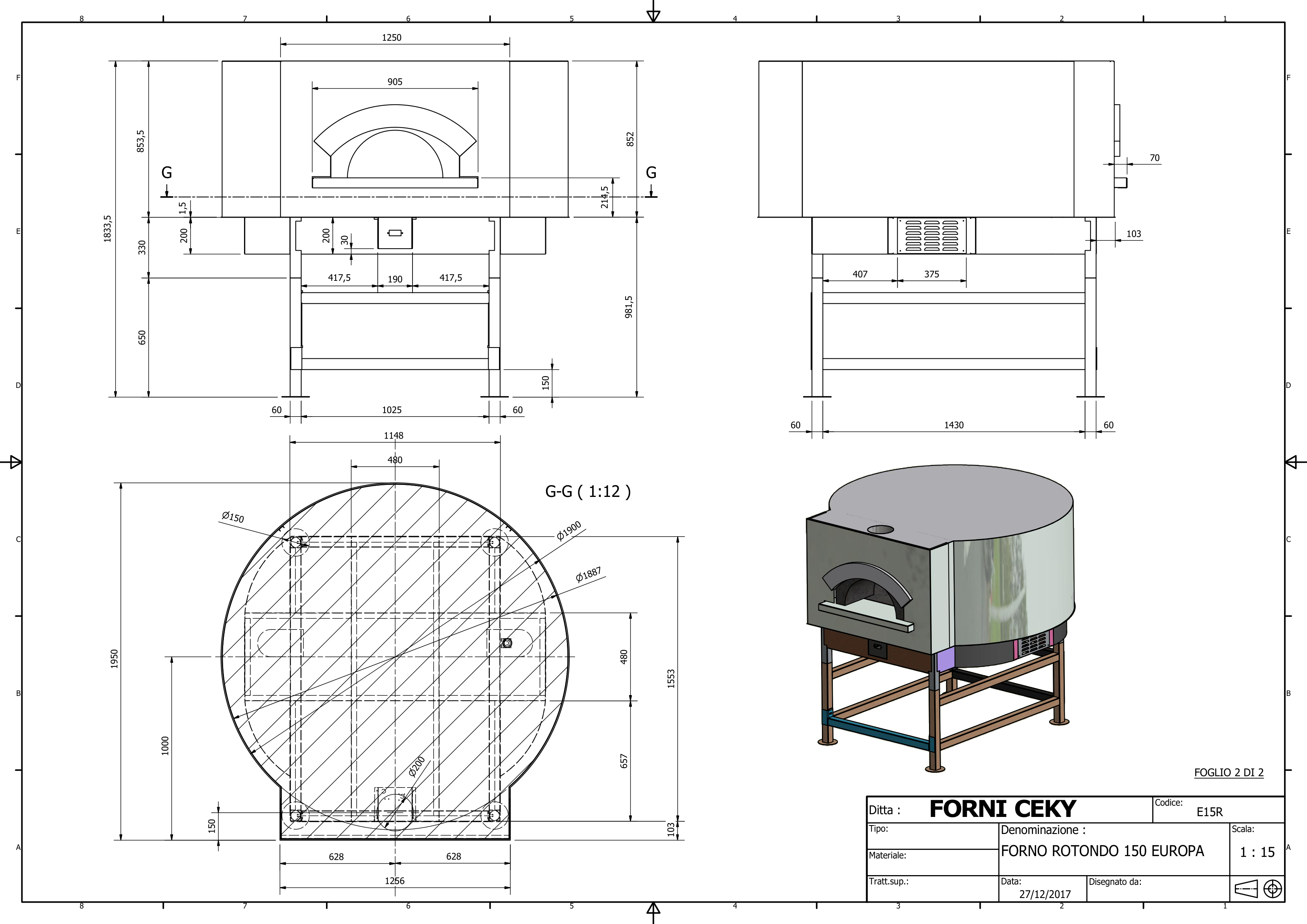 Disegno tecnico Rotondo 150 cm