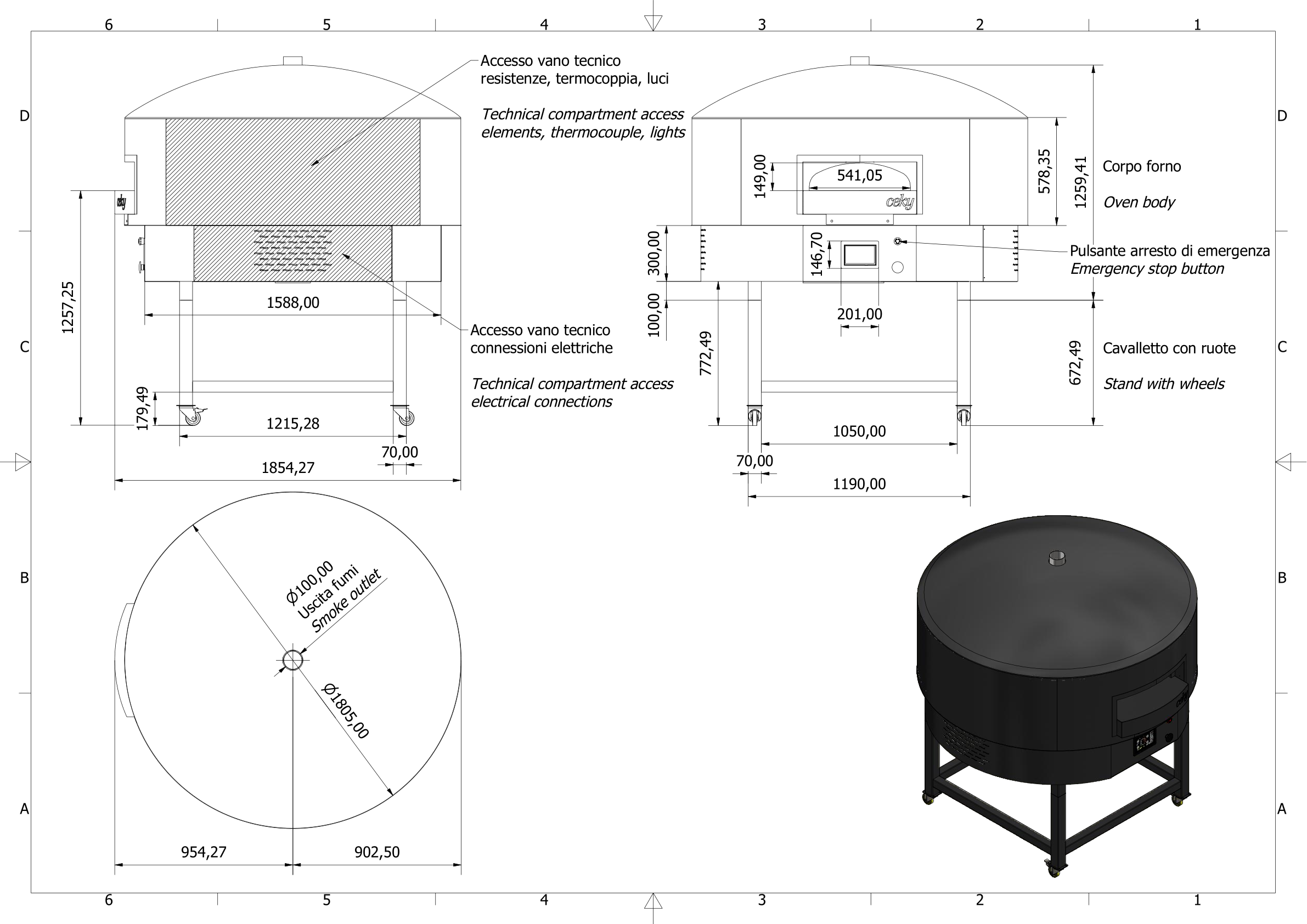 Disegno tecnico Giravolta 140 cm