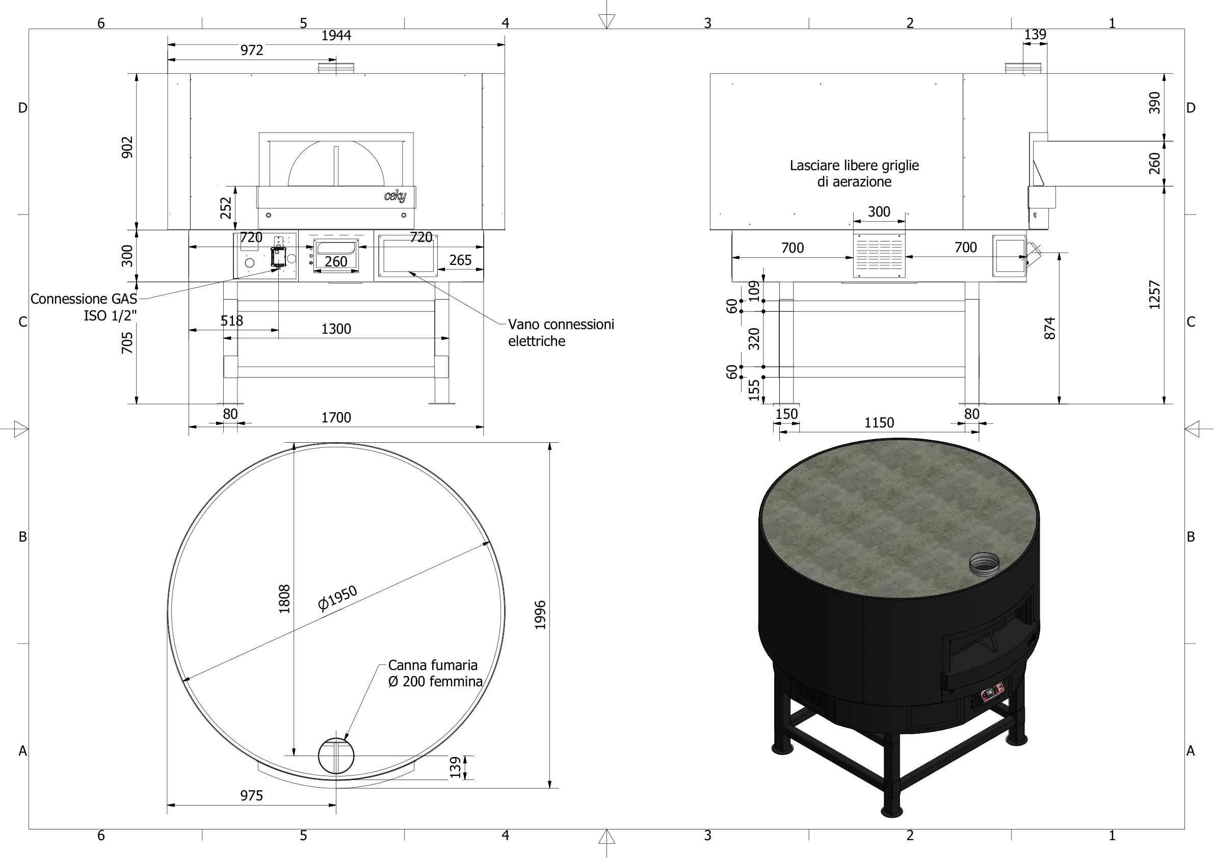 Disegno tecnico Tondo 150 cm